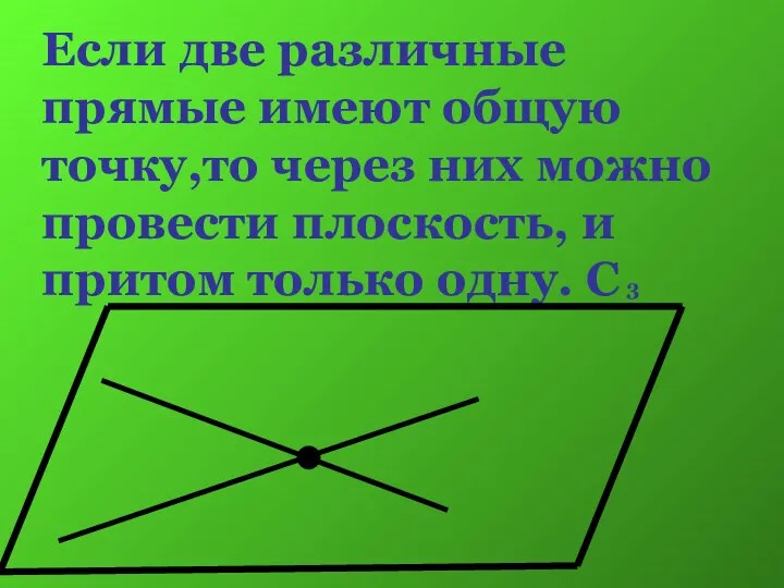 Если две различные прямые имеют общую точку,то через них можно провести