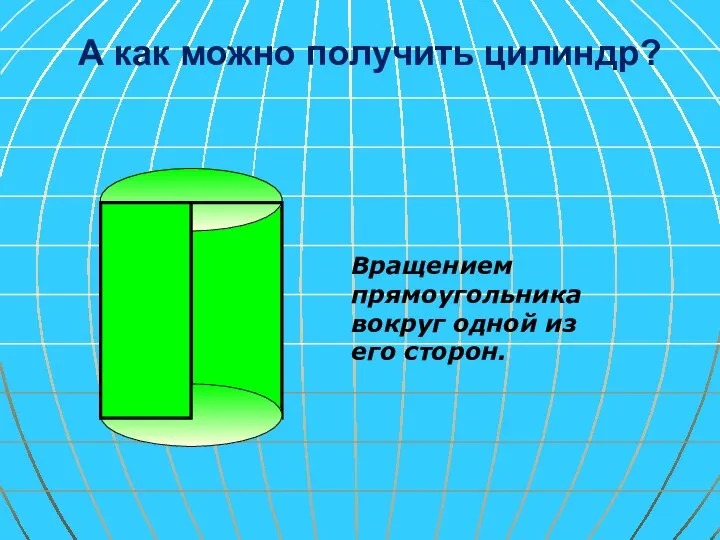 А как можно получить цилиндр? Вращением прямоугольника вокруг одной из его сторон.