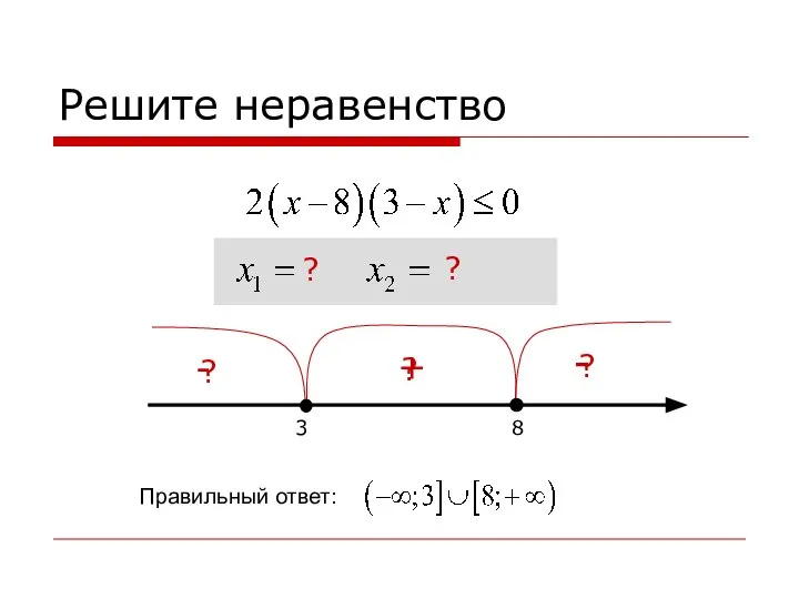 Решите неравенство 8 3 ? - ? + ? - Правильный ответ: ? ?