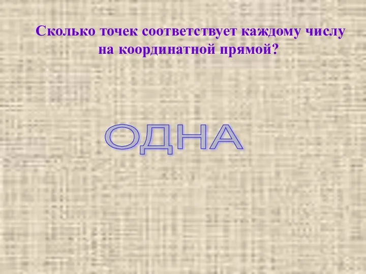 Сколько точек соответствует каждому числу на координатной прямой? ОДНА