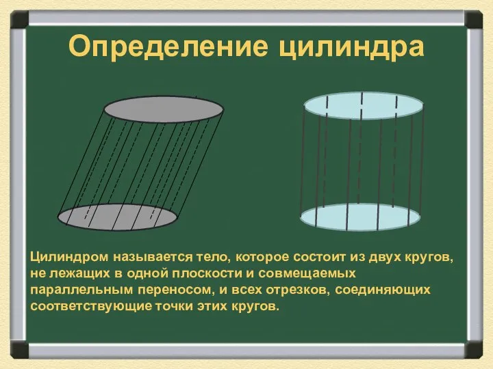 Определение цилиндра Цилиндром называется тело, которое состоит из двух кругов, не