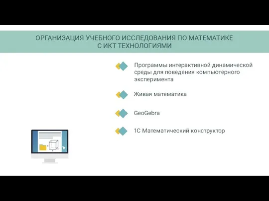 ОРГАНИЗАЦИЯ УЧЕБНОГО ИССЛЕДОВАНИЯ ПО МАТЕМАТИКЕ С ИКТ ТЕХНОЛОГИЯМИ Живая математика