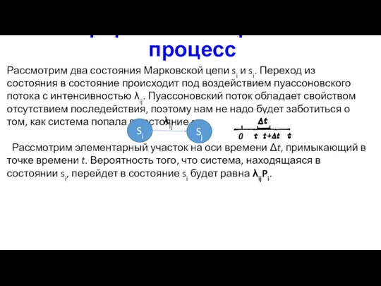 Непрерывный Марковский процесс Рассмотрим два состояния Марковской цепи si и si.