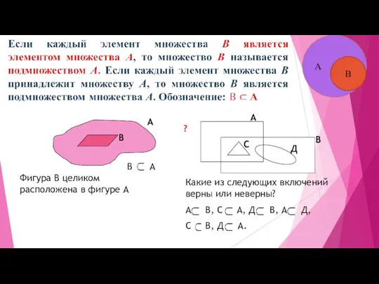 А В В А Фигура В целиком расположена в фигуре А