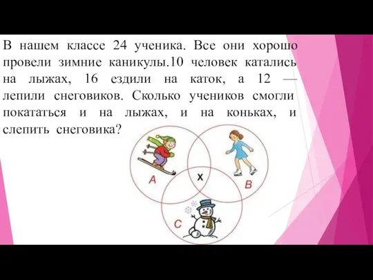 В нашем классе 24 ученика. Все они хорошо провели зимние каникулы.10