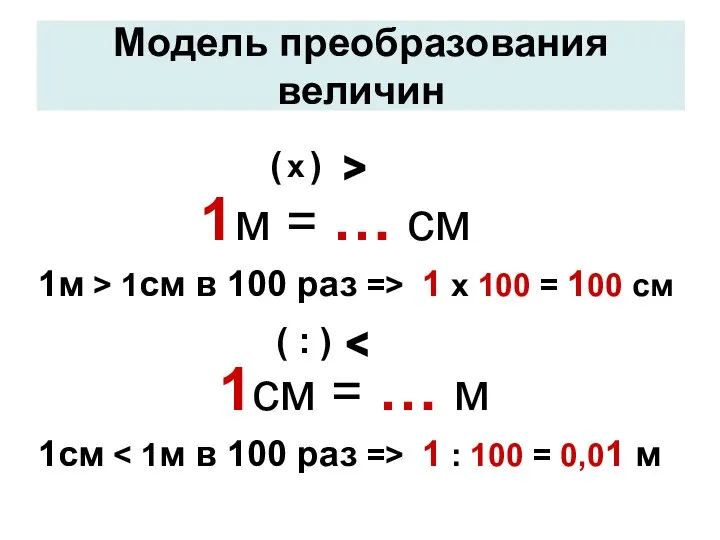 1м = … см 1см = … м ^ ^ (