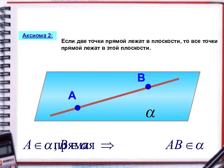 Если две точки прямой лежат в плоскости, то все точки прямой