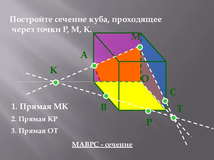 М Р Постройте сечение куба, проходящее через точки P, М, К.