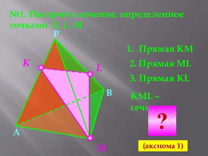 №1. Построить сечение, определенное точками K, L, M. K M L