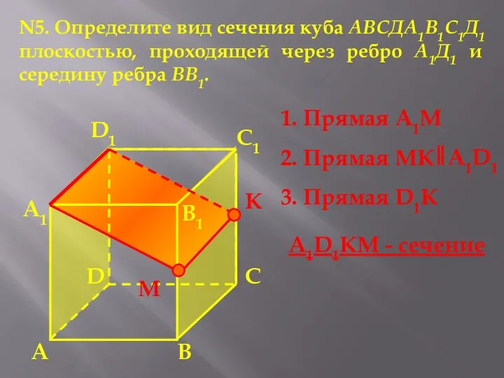 А А1 В1 С1 D1 D С N5. Определите вид сечения