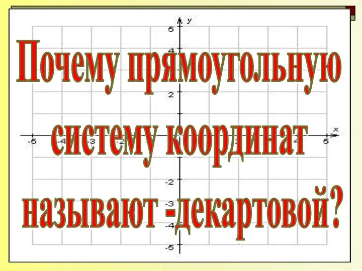 Почему прямоугольную систему координат называют -декартовой?