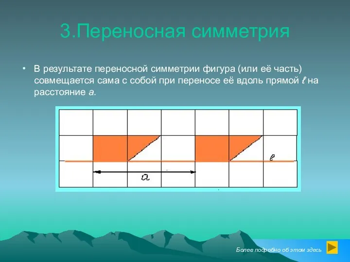 3.Переносная симметрия В результате переносной симметрии фигура (или её часть) совмещается