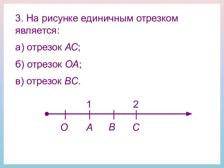3. На рисунке единичным отрезком является: а) отрезок АС; б) отрезок