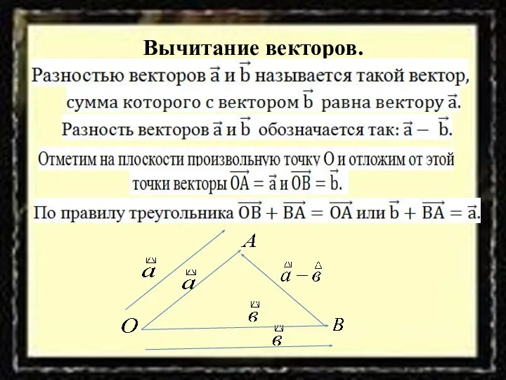 Вычитание векторов.