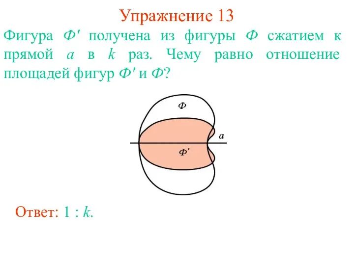 Упражнение 13 Фигура Ф' получена из фигуры Ф сжатием к прямой