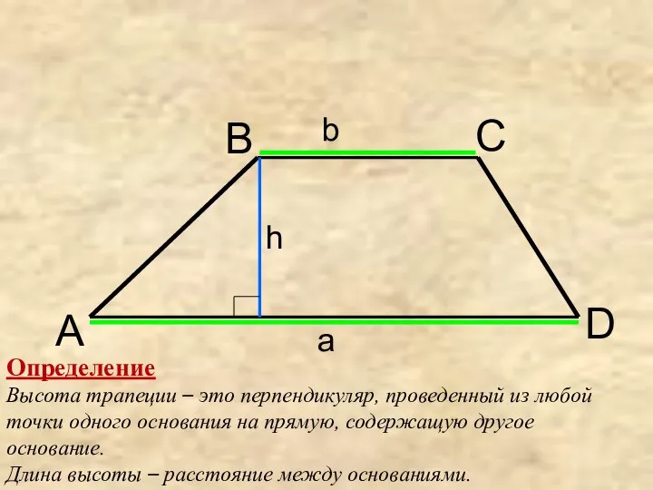 h b a A B C D Определение Высота трапеции –