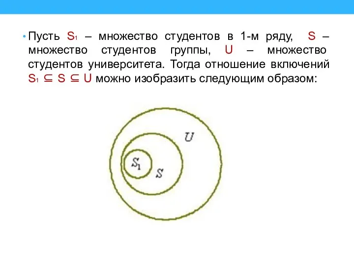 Пусть S1 – множество студентов в 1-м ряду, S – множество