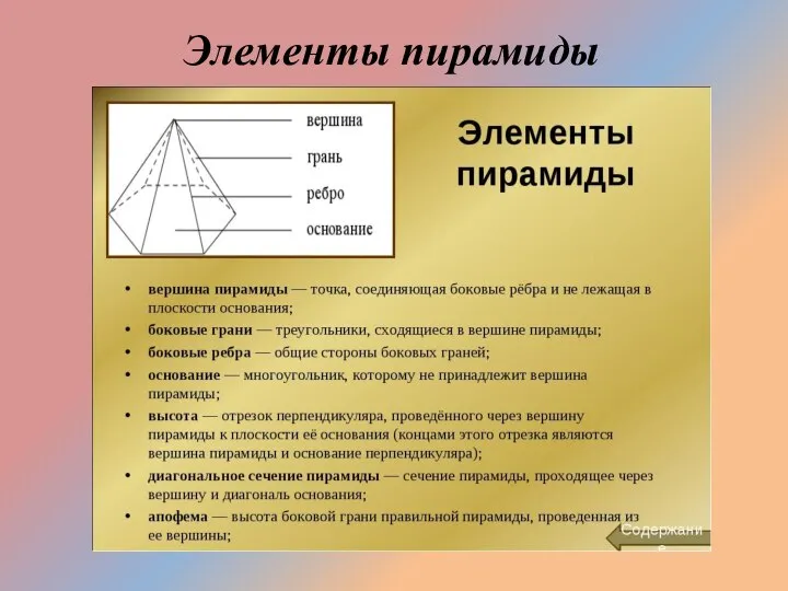 Элементы пирамиды