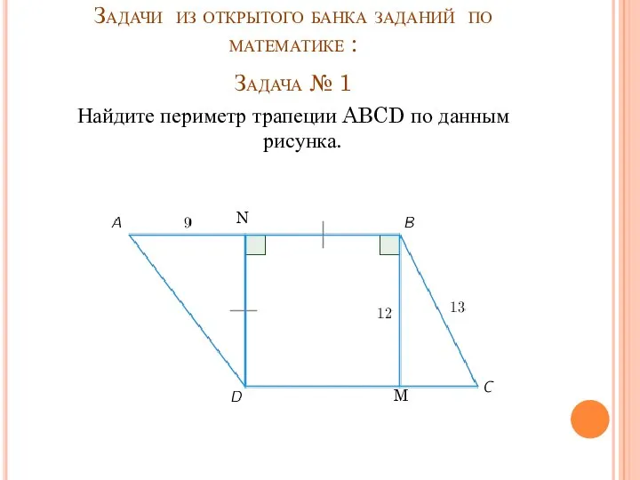 Задачи из открытого банка заданий по математике : Задача № 1