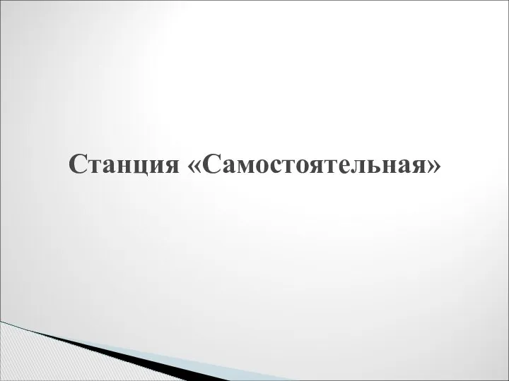 Станция «Самостоятельная»