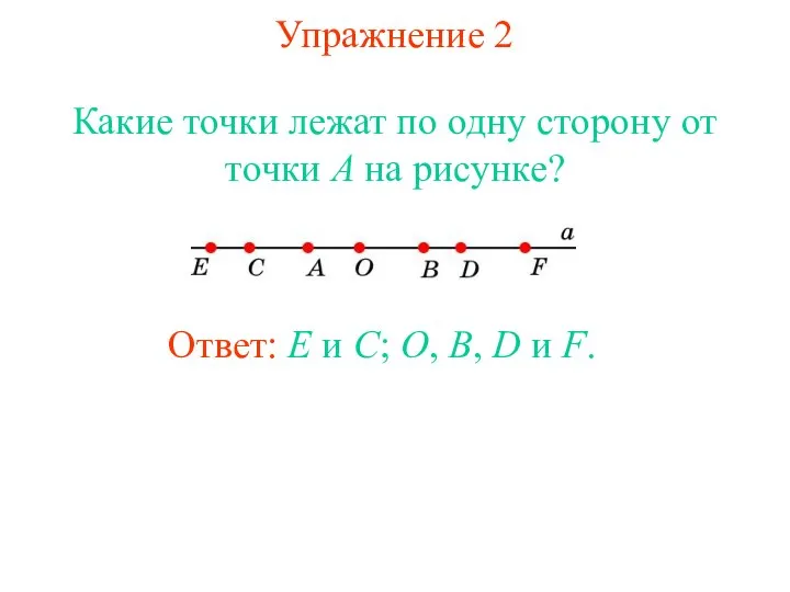 Упражнение 2 Какие точки лежат по одну сторону от точки A