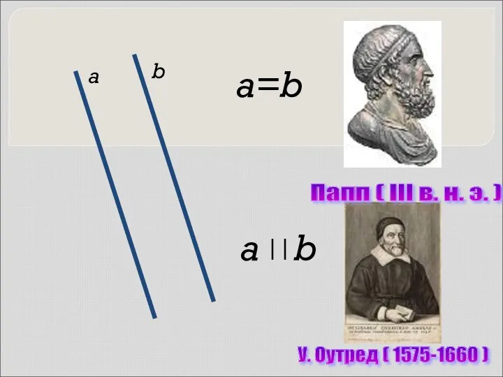 a b a b a=b У. Оутред ( 1575-1660 ) Папп