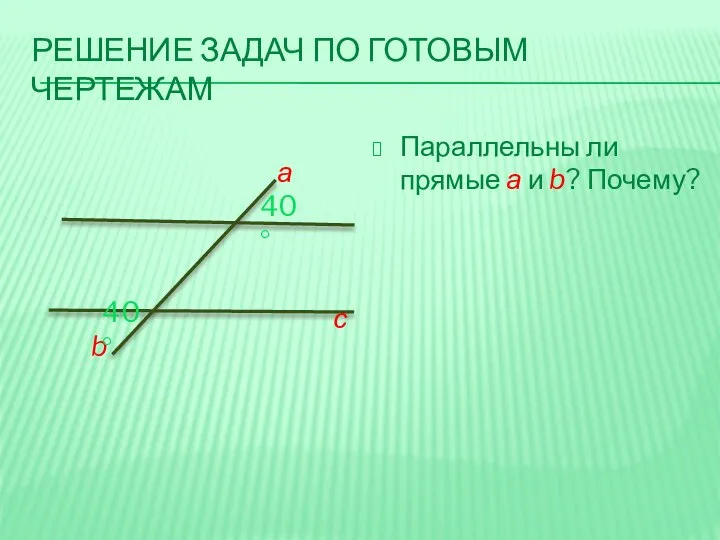 РЕШЕНИЕ ЗАДАЧ ПО ГОТОВЫМ ЧЕРТЕЖАМ Параллельны ли прямые а и b?