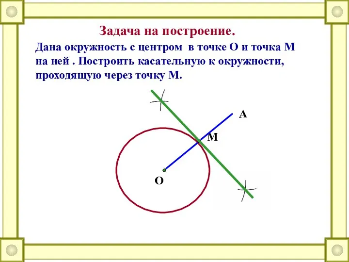 Задача на построение. Дана окружность с центром в точке O и