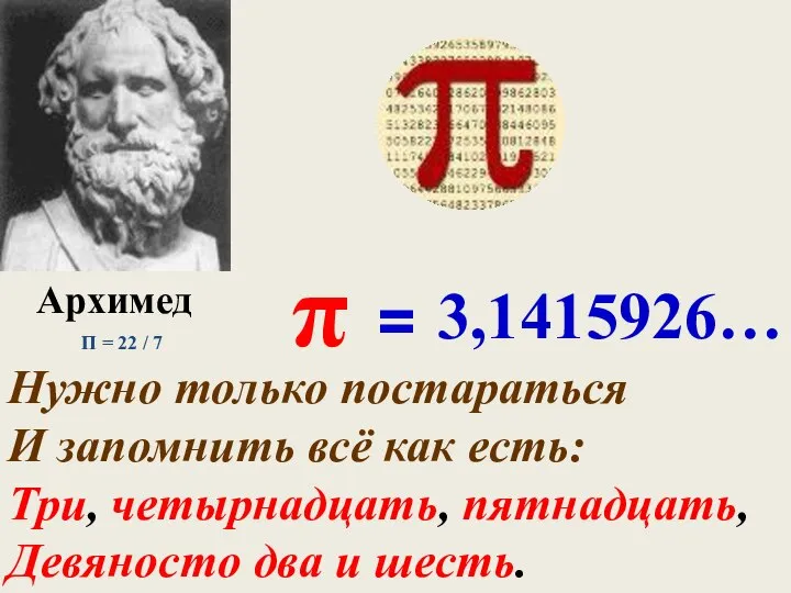 Нужно только постараться И запомнить всё как есть: Три, четырнадцать, пятнадцать,