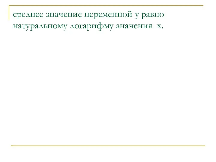 среднее значение переменной y равно натуральному логарифму значения x.