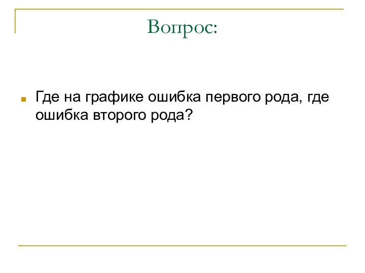 Вопрос: Где на графике ошибка первого рода, где ошибка второго рода?