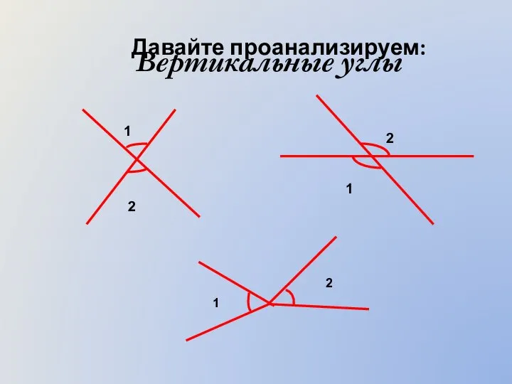 Вертикальные углы Давайте проанализируем: