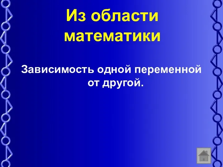 Из области математики Зависимость одной переменной от другой.