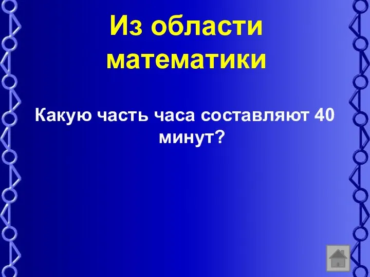 Из области математики Какую часть часа составляют 40 минут?