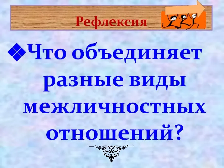 Рефлексия Что объединяет разные виды межличностных отношений?