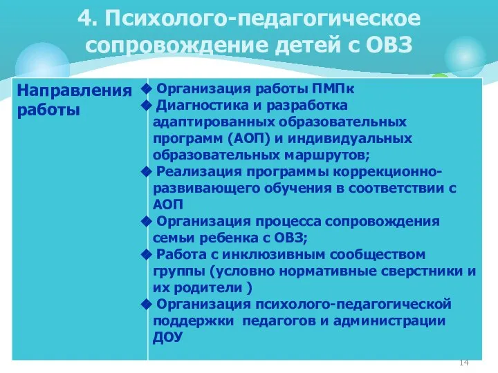 4. Психолого-педагогическое сопровождение детей с ОВЗ