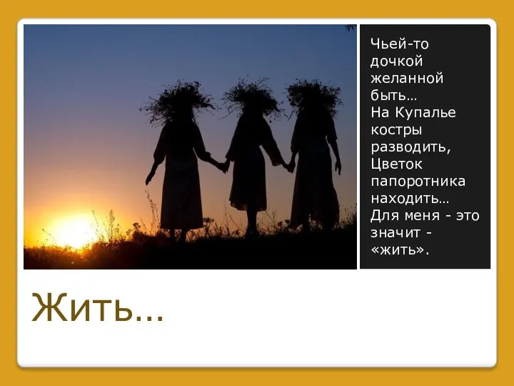 Чьей-то дочкой желанной быть… На Купалье костры разводить, Цветок папоротника находить…