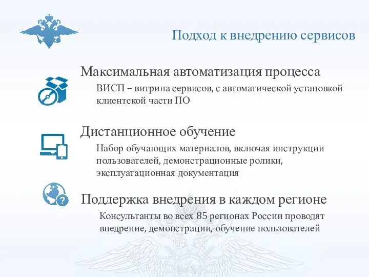 Подход к внедрению сервисов Дистанционное обучение Набор обучающих материалов, включая инструкции