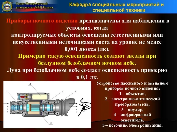 Приборы ночного видения предназначены для наблюдения в условиях, когда контролируемые объекты