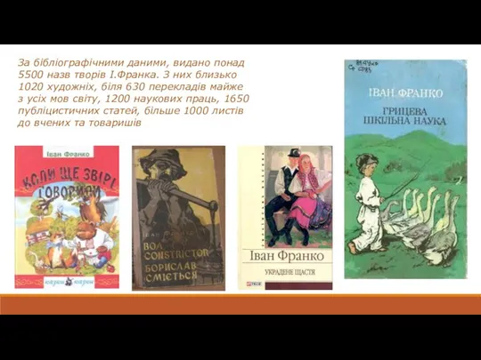 За бібліографічними даними, видано понад 5500 назв творів І.Франка. З них