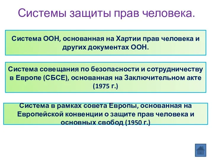 Системы защиты прав человека. Система ООН, основанная на Хартии прав человека