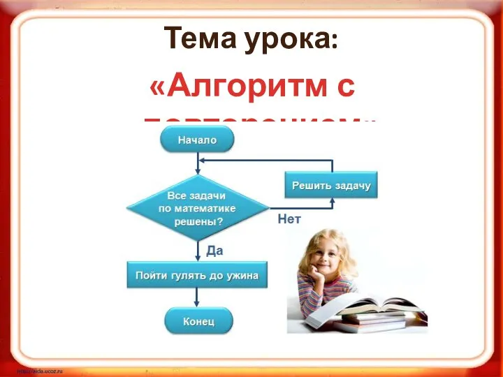 Тема урока: «Алгоритм с повторением»