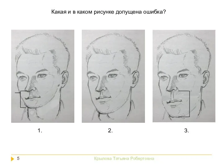 Крылова Татьяна Робертовна Какая и в каком рисунке допущена ошибка? 1. 2. 3.