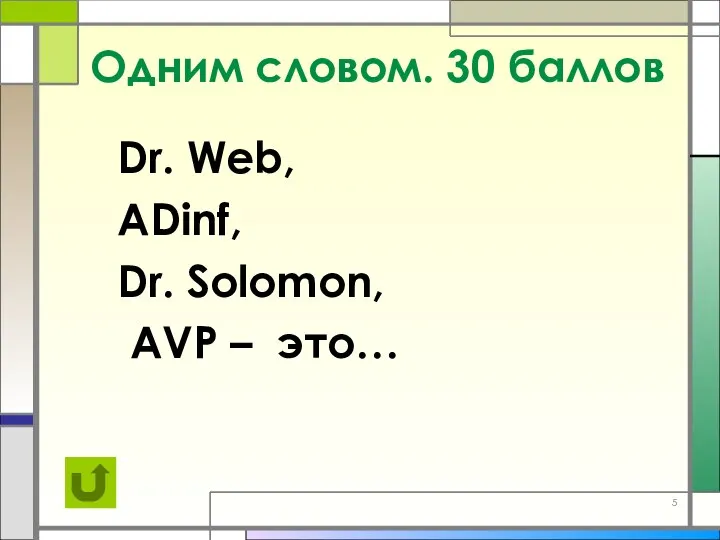 Одним словом. 30 баллов Dr. Web, ADinf, Dr. Solomon, AVP – это…