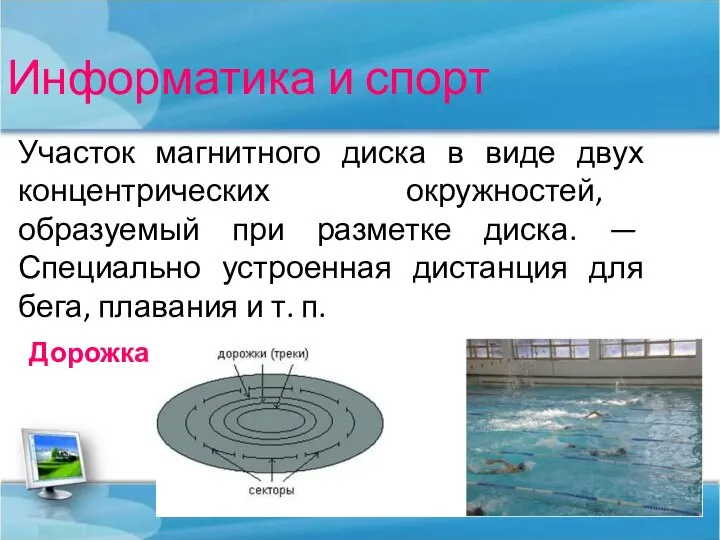 Информатика и спорт Участок магнитного диска в виде двух концентрических окружностей,