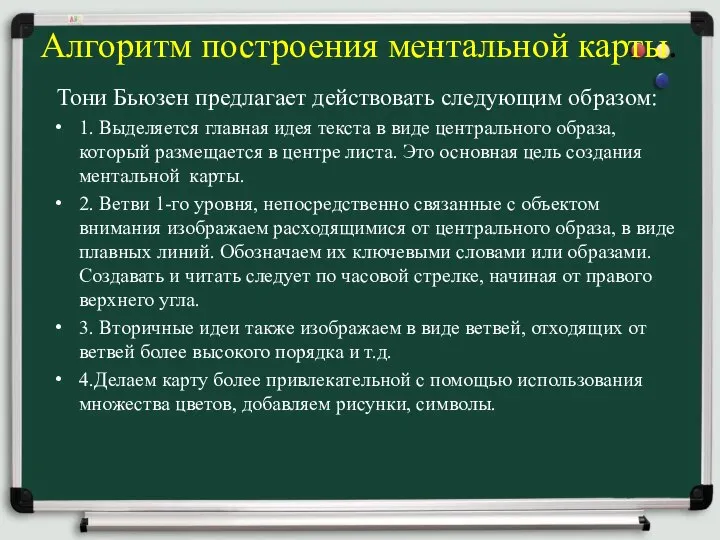 Алгоритм построения ментальной карты. Тони Бьюзен предлагает действовать следующим образом: 1.