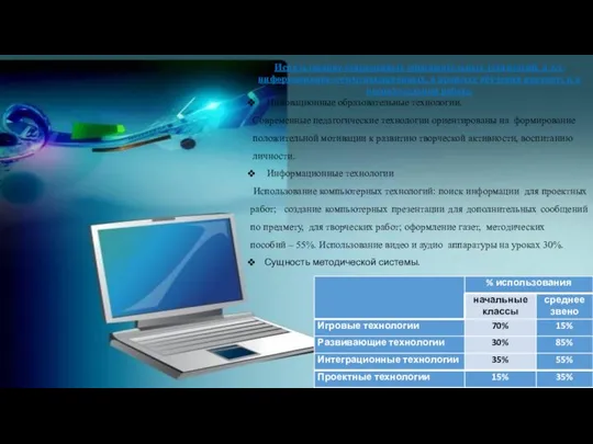 Использование современных образовательных технологий, в т.ч. информационно-коммуникационных, в процессе обучения предмету