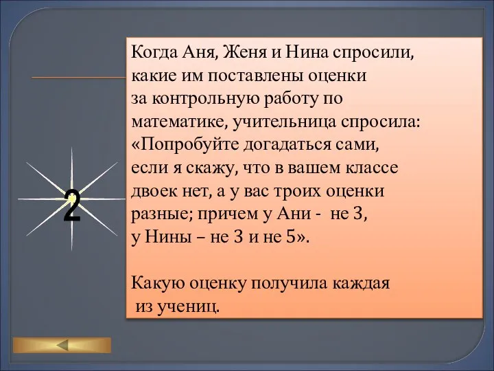 Когда Аня, Женя и Нина спросили, какие им поставлены оценки за