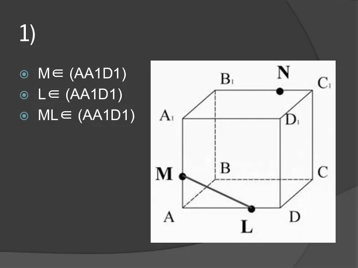 1) M∈ (AA1D1) L∈ (AA1D1) ML∈ (AA1D1)