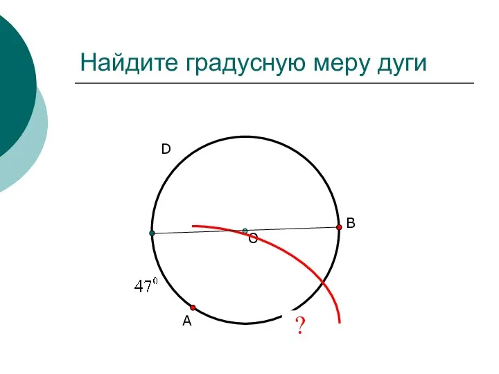 Найдите градусную меру дуги А О В D ?